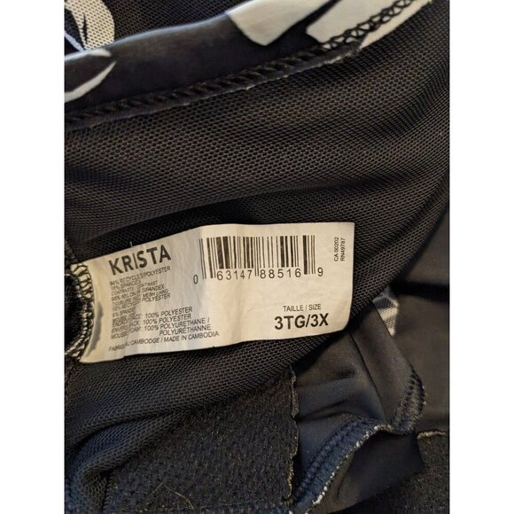 Krista Shape Solution Tankini Top Plus 3X Black White Floral Cruise Vacation - Picture 8 of 8